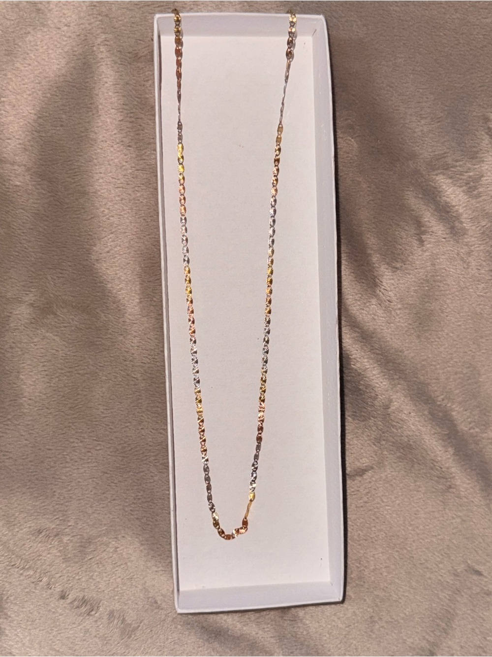 Tri-Color 925 Silver & Gold Plated Chain Necklace - Rose, Yellow & White Gold